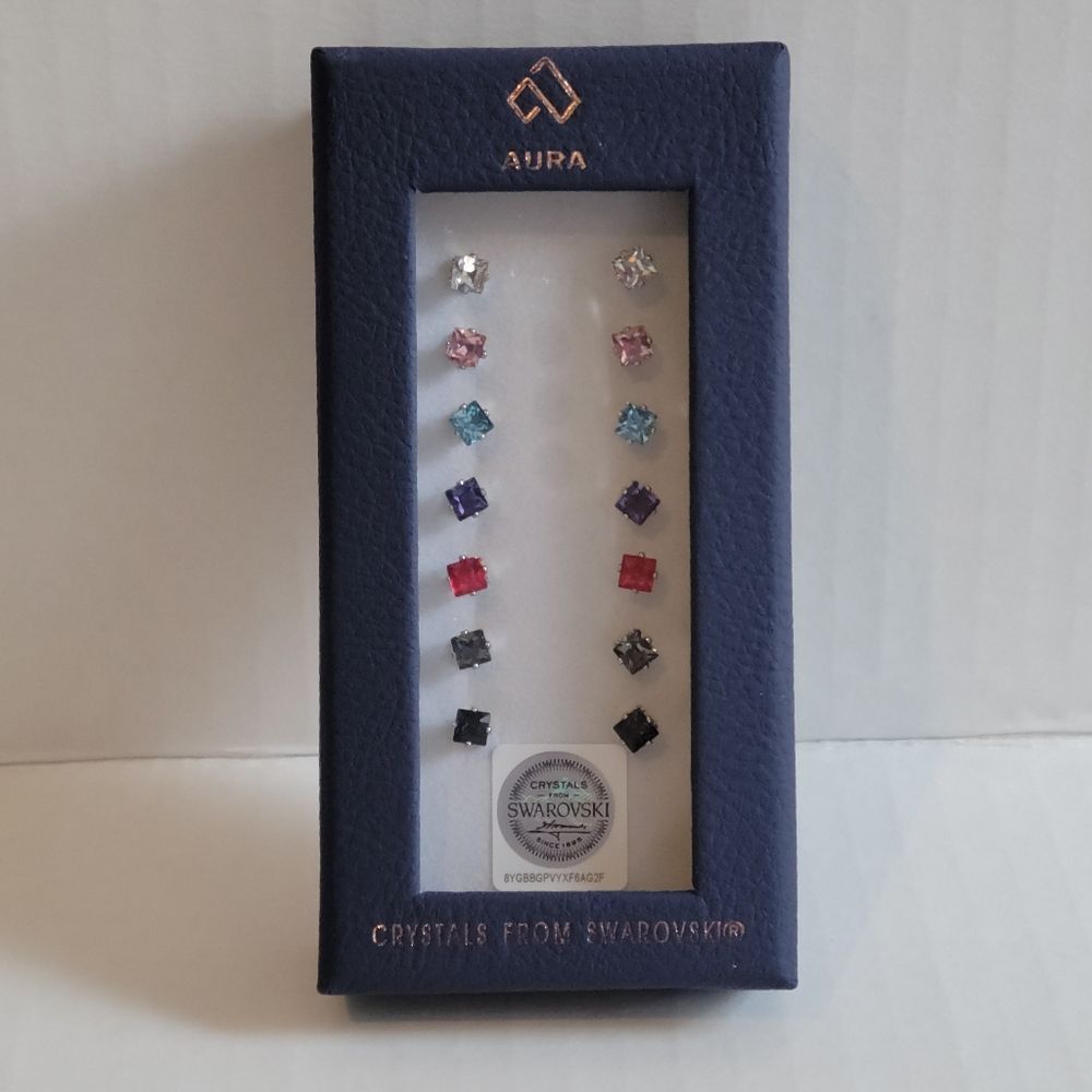 Aura Multicolor Crystal Earrings Set